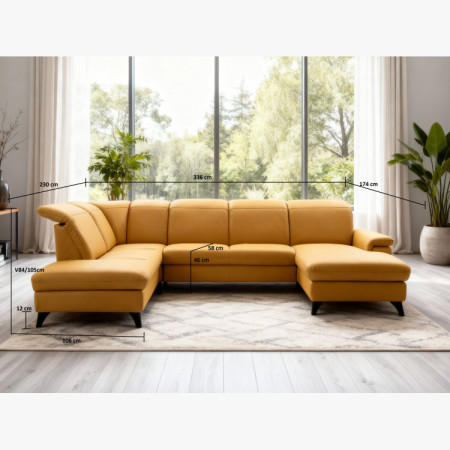 Luxuriöse Ledersitzgarnitur Magma in U-Form