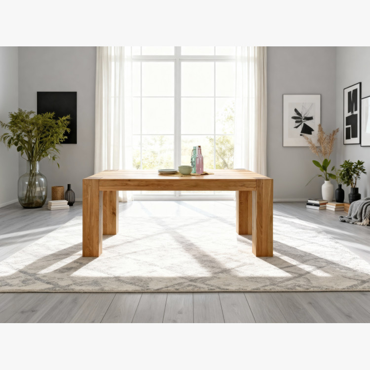 Massiver Eichen-Esstisch 180×100 cm mit 4 Holzstühlen