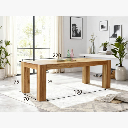 Massiver Esstisch aus Eiche 220×100 cm mit 4 skandinavischen Stühlen