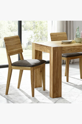 Massiver Eichholz Esstisch 180×100 cm mit 4 gepolsterten Stühlen 2