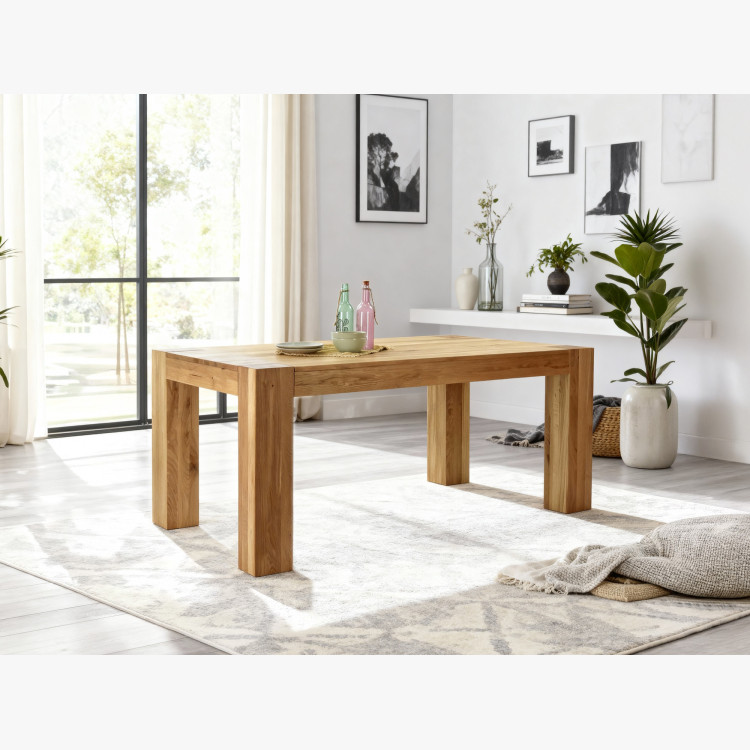 Massiver Eichholz Esstisch 180×100 cm mit 4 gepolsterten Stühlen