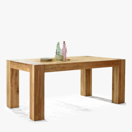 Massiver Eichholz Esstisch 180×100 cm mit 4 gepolsterten Stühlen