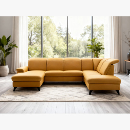 Luxuriöse Ledersofagarnitur Magma in U-Form, Ottoman P