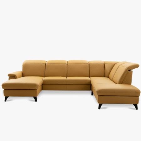Luxuriöse Ledersofagarnitur Magma in U-Form, Ottoman P