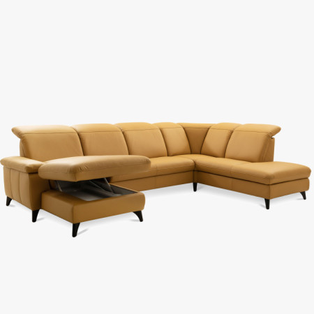 Luxuriöse Ledersofagarnitur Magma in U-Form, Ottoman P