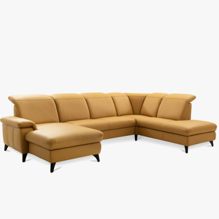 Luxuriöse Ledersofagarnitur Magma in U-Form, Ottoman P