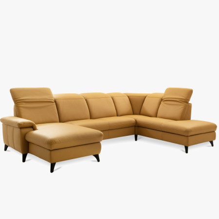 Luxuriöse Ledersofagarnitur Magma in U-Form, Ottoman P