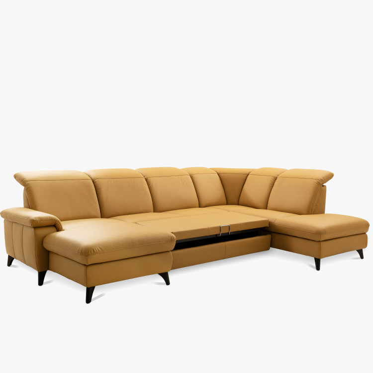 Luxuriöse Ledersofagarnitur Magma in U-Form, Ottoman P