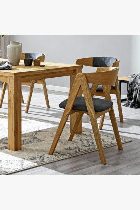 Eichene Essgruppe Tisch und 4 gepolsterte Sessel Maja Graphitgrau 2