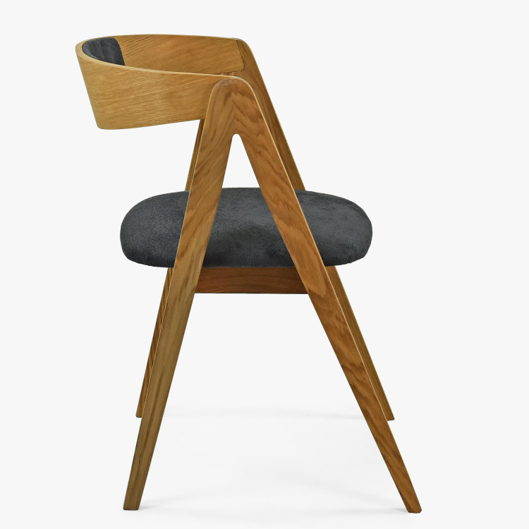 Eichene Essgruppe Tisch und 4 gepolsterte Sessel Maja Graphitgrau