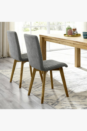 Eichen-Esstisch-Set Tisch 180x90 cm und 4 gepolsterte Stühle in Grau 2