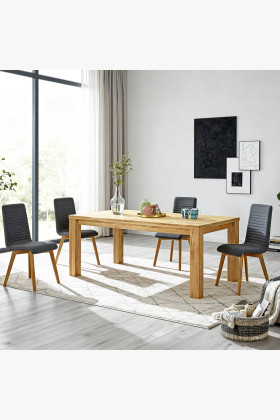 Dubes Essgruppe 180x90 cm und 4 Stühle in Dunkelgrau