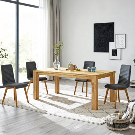 Dubes Essgruppe 180x90 cm und 4 Stühle in Dunkelgrau