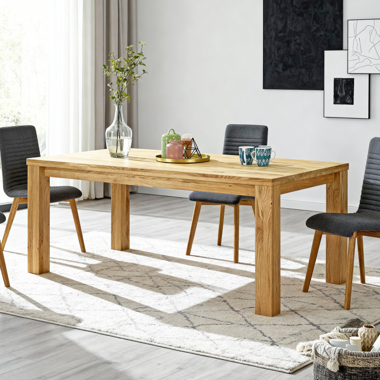 Dubes Essgruppe 180x90 cm und 4 Stühle in Dunkelgrau