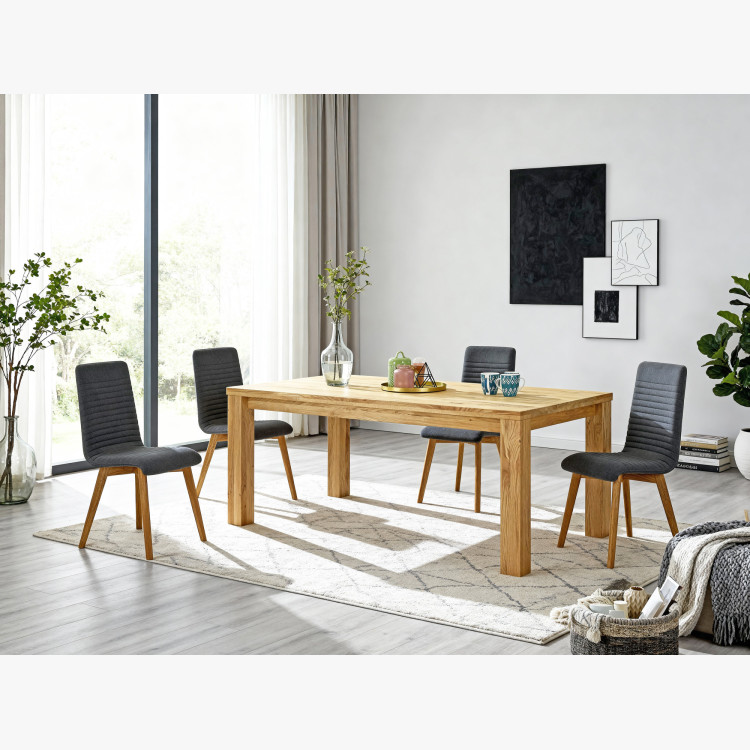 Dubes Essgruppe 180x90 cm und 4 Stühle in Dunkelgrau