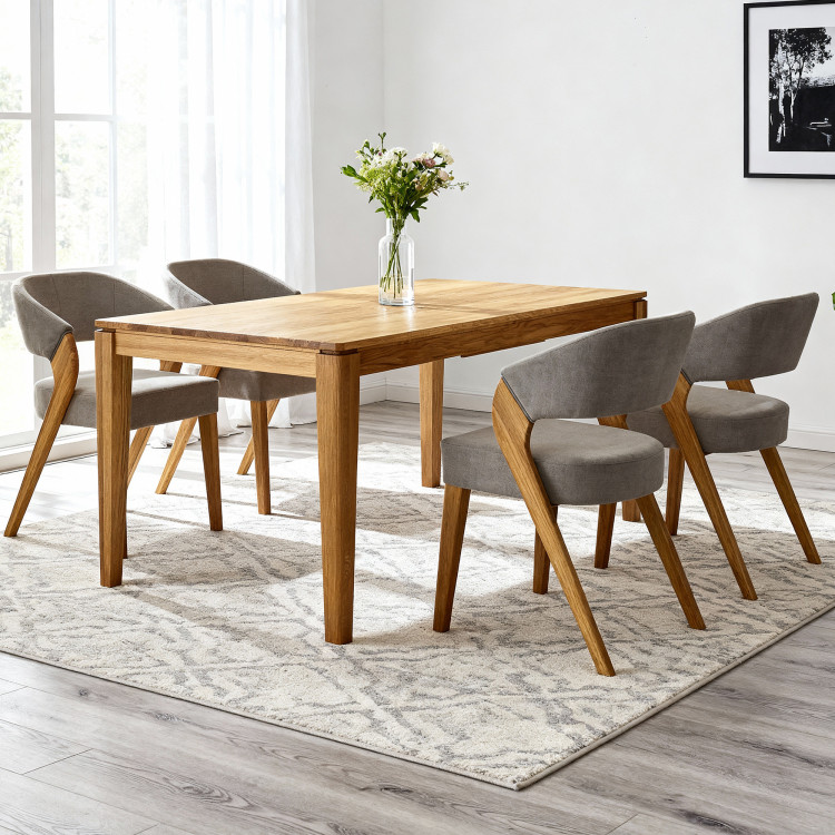 Ausziehbarer Esstisch aus Massivholz Eiche, Houston 140-190 x 90 cm