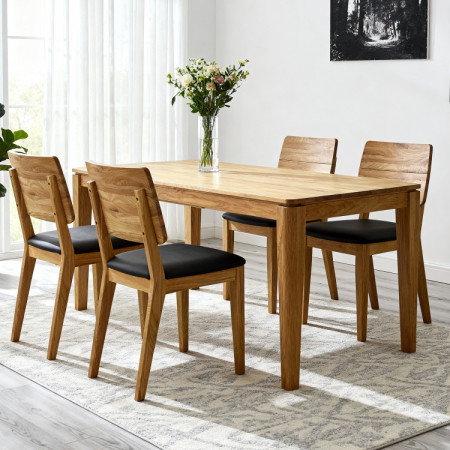 Ausziehbarer Esstisch aus Massivholz Eiche, Houston 140-190 x 90 cm