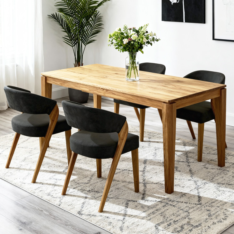 Ausziehbarer Esstisch aus Massivholz Eiche, Houston 140-190 x 90 cm