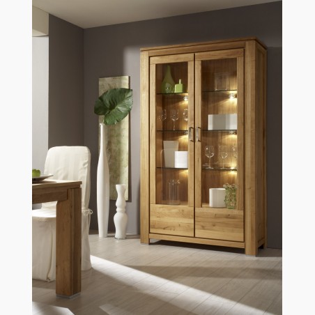 Dvojdverová vitrína - dub, presklené dvere typ NL 12