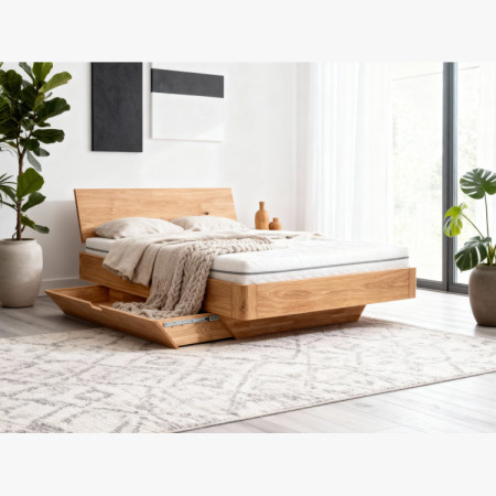 Eiche-Bett mit Stauraum 160 x 200 cm