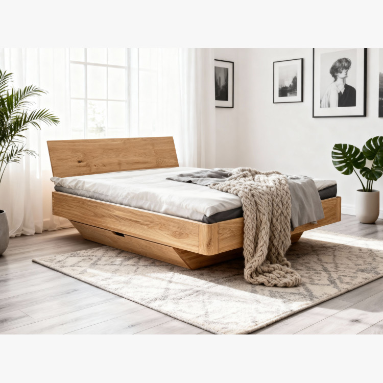 Eiche-Bett mit Stauraum 160 x 200 cm