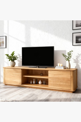 Eiche TV-Kommode mit Füßen, 2 Türen, offenem Regal