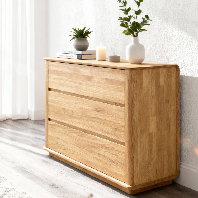 Premiäre Eichenkommode mit 3 Schubladen