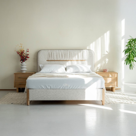 Manchmalbett mit Stauraum 180 × 200 cm, grauer Stoff