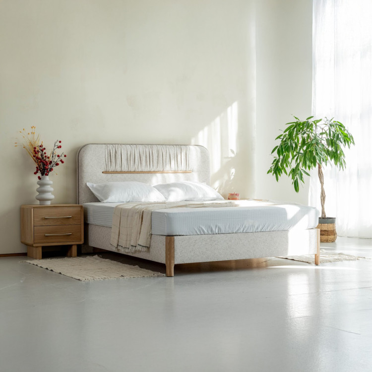 Manchmalbett mit Stauraum 180 × 200 cm, grauer Stoff