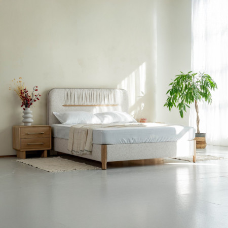 Manchmalbett mit Stauraum 180 × 200 cm, grauer Stoff