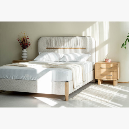 Manchmalbett mit Stauraum 180 × 200 cm, grauer Stoff