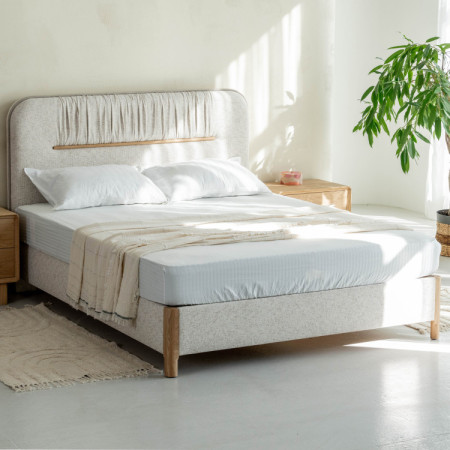 Manchmalbett mit Stauraum 180 × 200 cm, grauer Stoff