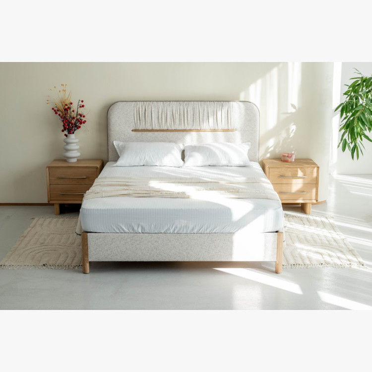 Manchmalbett mit Stauraum 180 × 200 cm, grauer Stoff