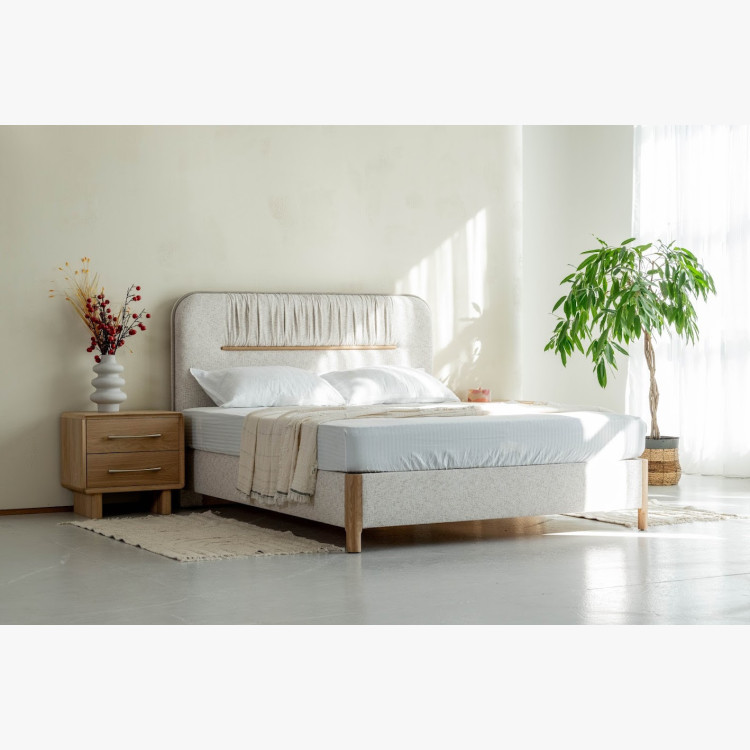 Manchmalbett mit Stauraum 180 × 200 cm, grauer Stoff