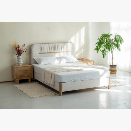 Manchmalbett mit Stauraum 180 × 200 cm, grauer Stoff