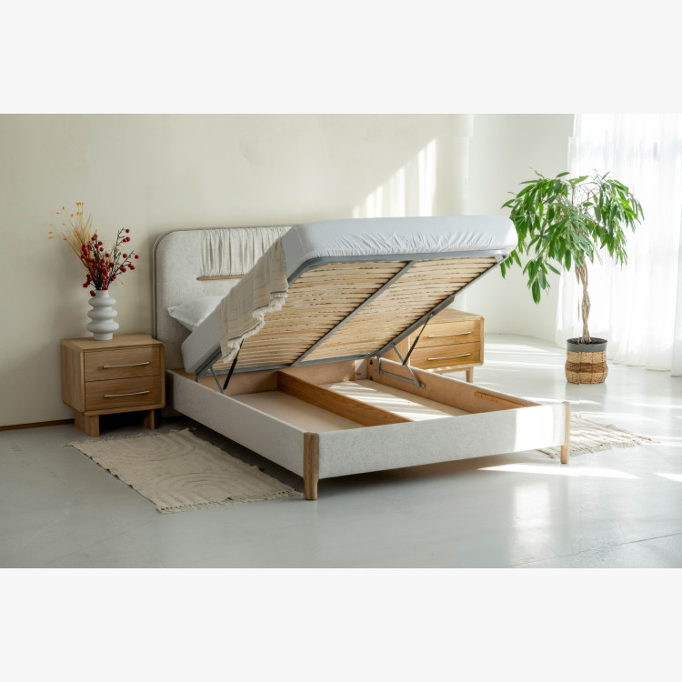 Manchmalbett mit Stauraum 180 × 200 cm, grauer Stoff