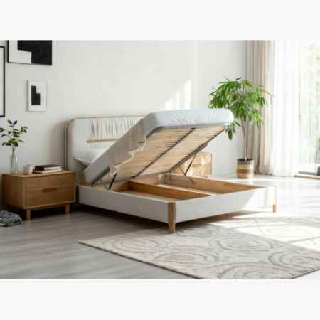 Manchmalbett mit Stauraum 180 × 200 cm, grauer Stoff