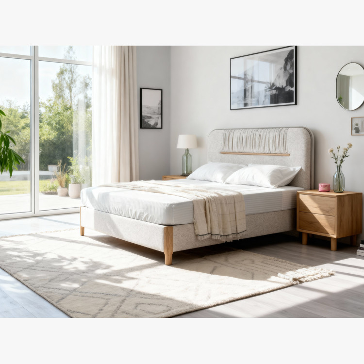 Manchmalbett mit Stauraum 180 × 200 cm, grauer Stoff