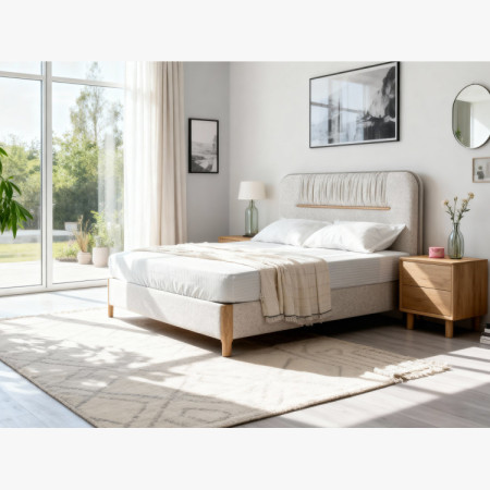 Manchmalbett mit Stauraum 180 × 200 cm, grauer Stoff