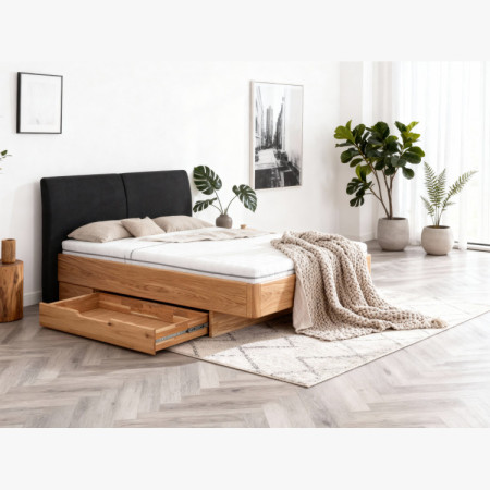 Postel aus Massivholz mit Stauraum 180 x 200 cm