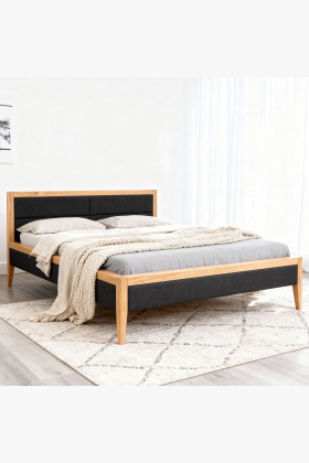 Postbett aus Eichenholz mit Stoffbezug 180x200 cm