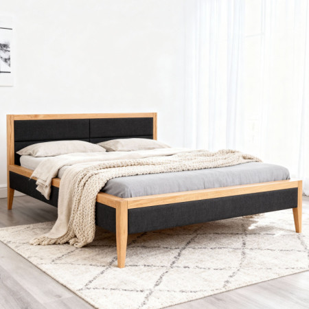 Postbett aus Eichenholz mit Stoffbezug 180x200 cm