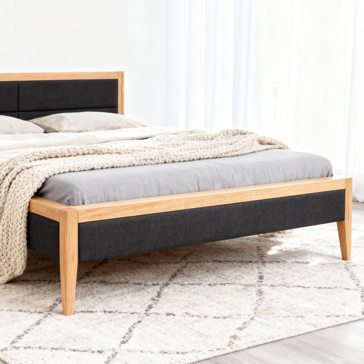 Postbett aus Eichenholz mit Stoffbezug 180x200 cm