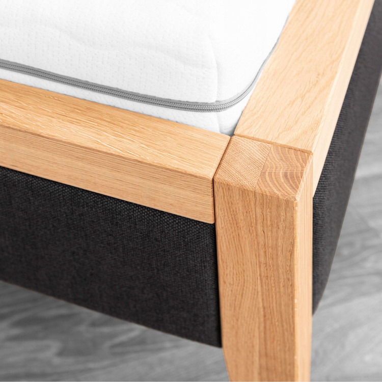 Postbett aus Eichenholz mit Stoffbezug 180x200 cm