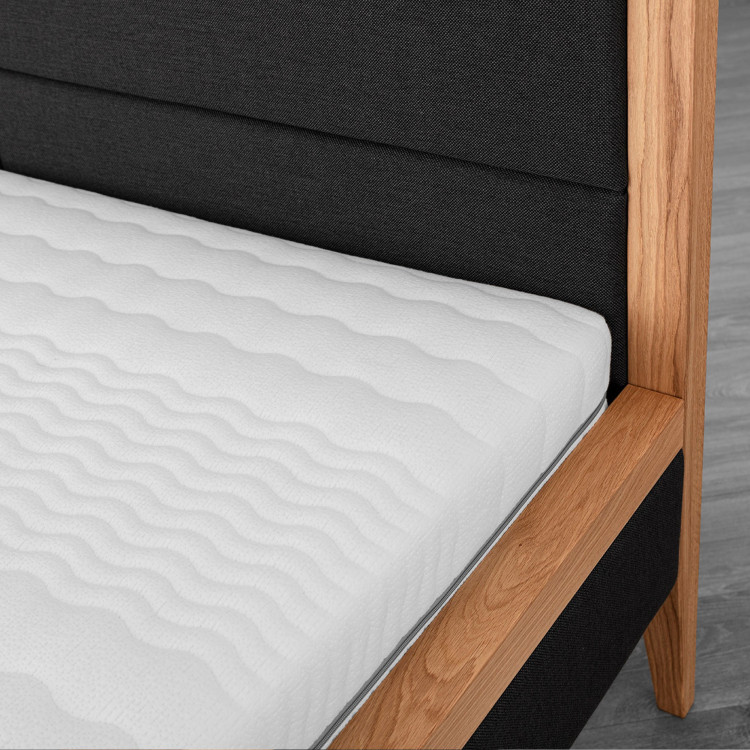 Postbett aus Eichenholz mit Stoffbezug 180x200 cm