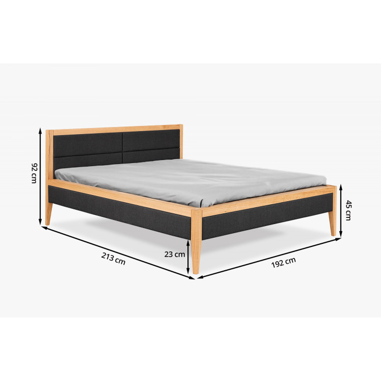 Postbett aus Eichenholz mit Stoffbezug 180x200 cm