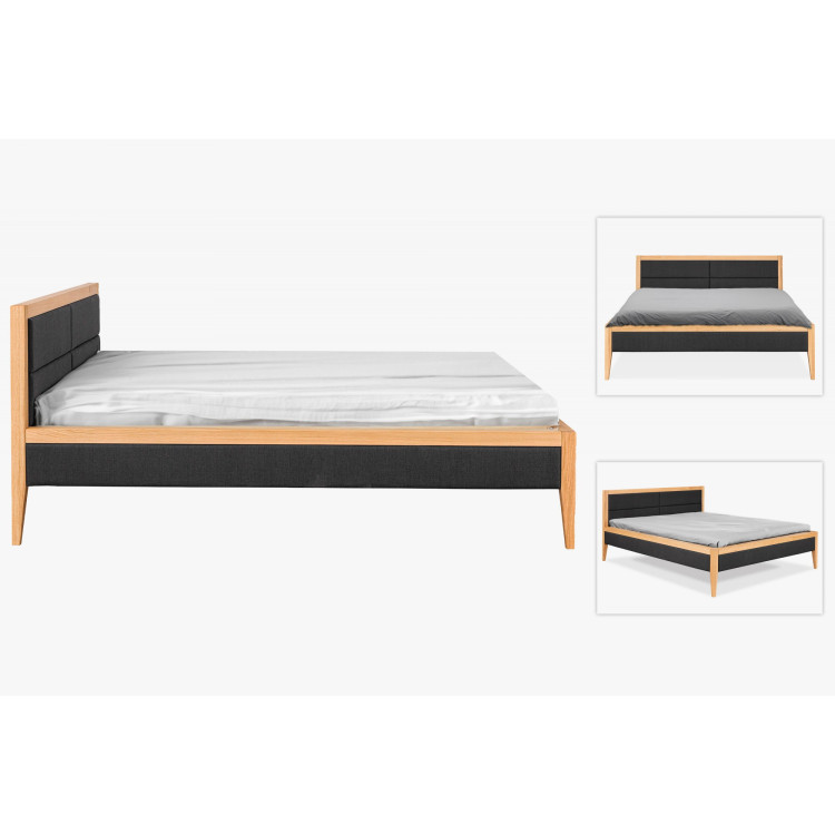 Postbett aus Eichenholz mit Stoffbezug 180x200 cm