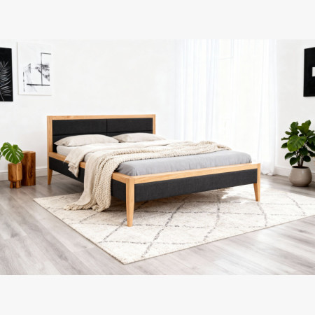 Postbett aus Eichenholz mit Stoffbezug 180x200 cm