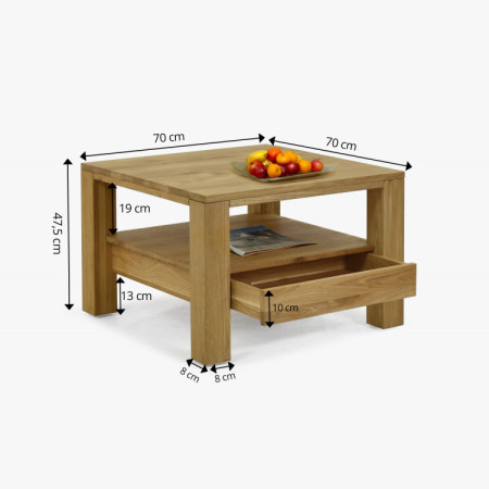 Dřevěný Eiche Couchtisch mit Regal