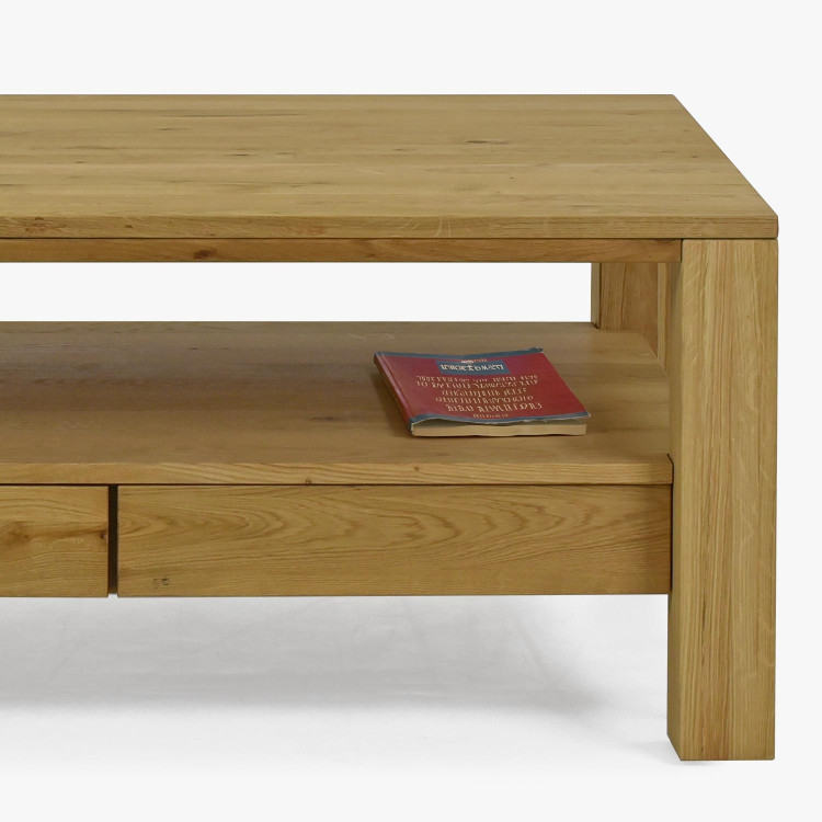 Holzner eckiger Eichen-Couchtisch mit Regal